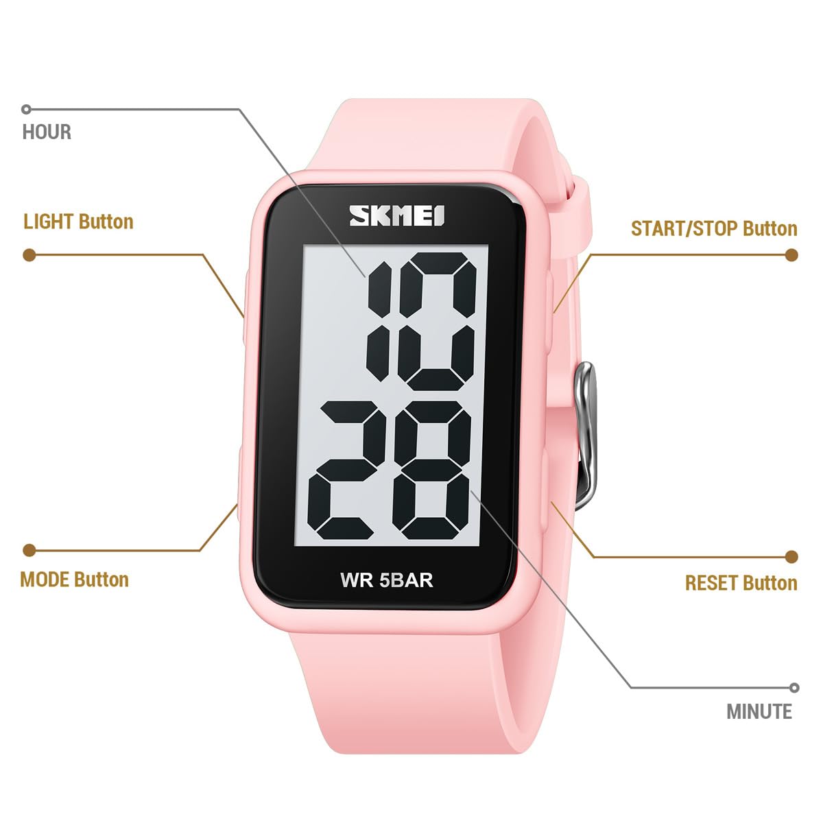 Extra Large Numbers Black Watch for Men, Waterproof Mens Digital Watch Womens Men's Wrist Watches for Elderly Men Women