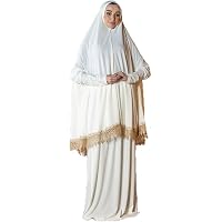 East west Women's Prayer Dress 2 Pieces (Without Sleeves) | Plain White |  Soft Distinctive Prayer Dress Hijab Abaya Suit|Modest Instant Hijab for  prayers at Amazon Women's Clothing store