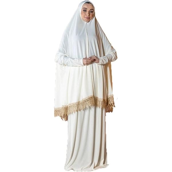East west Women's Prayer Dress 2 Pieces (Without Sleeves) | Plain White |  Soft Distinctive Prayer Dress Hijab Abaya Suit|Modest Instant Hijab for  prayers at Amazon Women's Clothing store