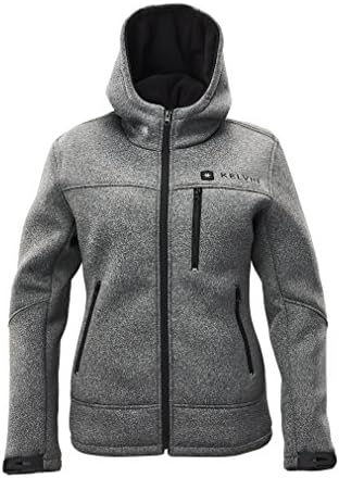 Kelvin Heated Jacket For Women - 5 Heat Zones + 10Hr Battery For The Best Heated Coat | charges Cell Phones, Extreme Weather + Wind Resistant, Hood and Polar Fleece Interior | Monroe, Grey - Large