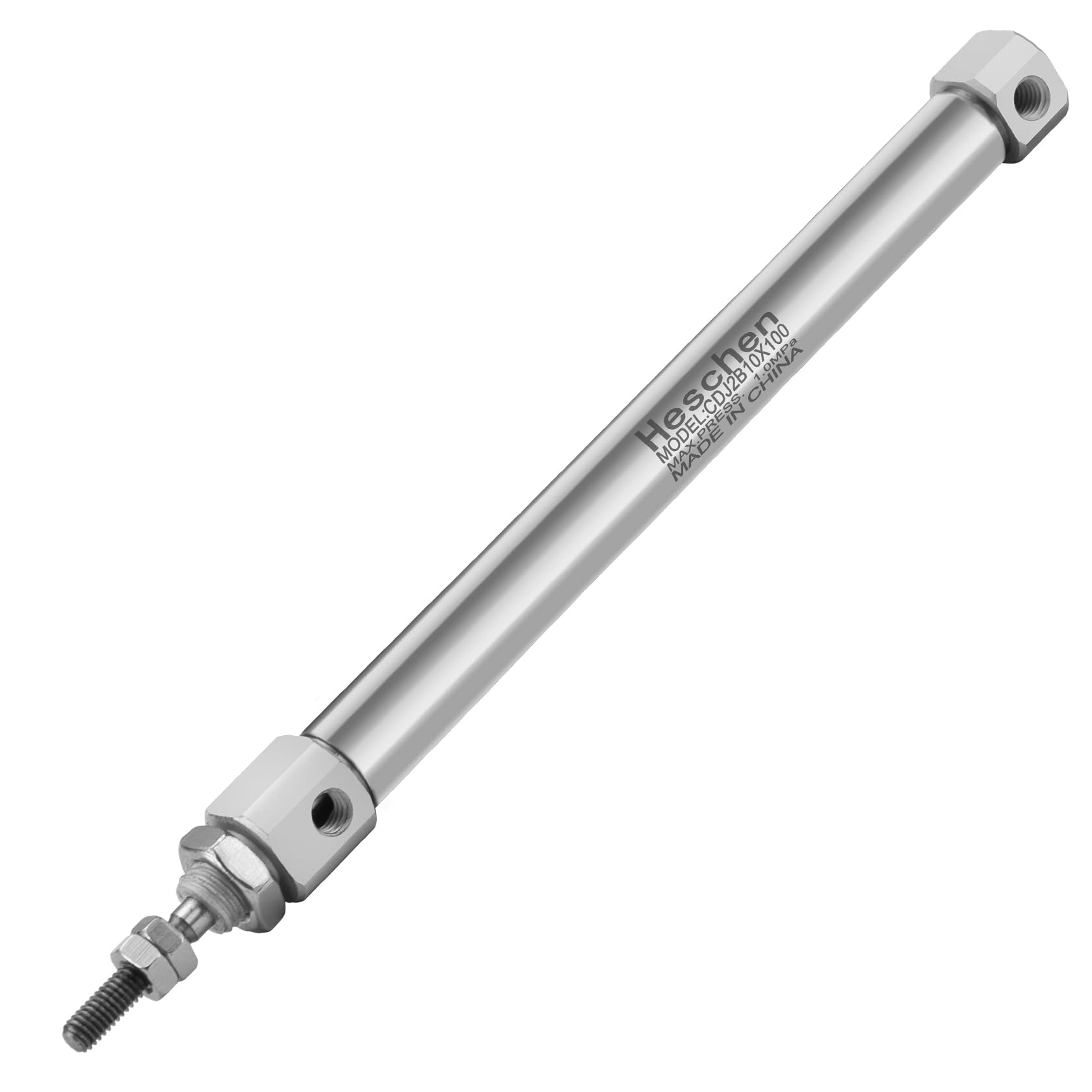 Heschen Stainless Steel Slim Air Pneumatic Cylinder, CDJ2B 10-100, M5 Port, 10mm Bore, 100mm Stroke, Double Acting Single Rod