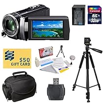 Sony HDR-PJ210 Digital HD Camcorder with Must Have Accessory Kit - Includes 32GB High-Speed SDHC Card + Card Reader + FV100 4200mAh Ultra High Capacity Li-ion Battery Pack + AC/DC Rapid Battery Charger + Deluxe Padded Carrying Case + Professional 60