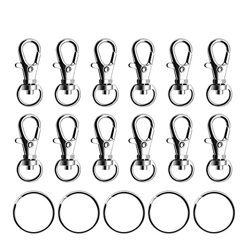 image for Hysagtek 100Pcs Metal Swivel Lanyard Clip Snap Hook Lobster Claw Clasp