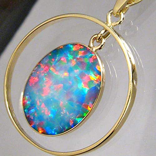 Amazon.com: Australian Opal Pendant 14k Gold Genuine Natural Hoop