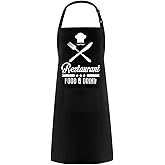 Hyzrz Funny Adjustable Aprons Baker Costume with Pocket Cook Grill BBQ Chef Apron Gifts for Fathers Mothers Day Birthday (Restaurant Food&Drink, Black)