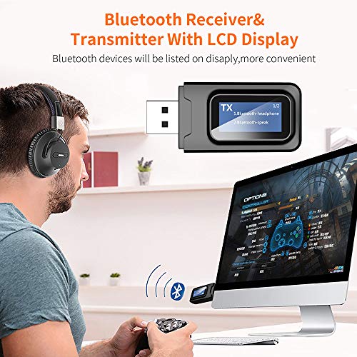 ZIIDOO Visualization Bluetooth Transmitter and Receiver,USB Bluetooth 5