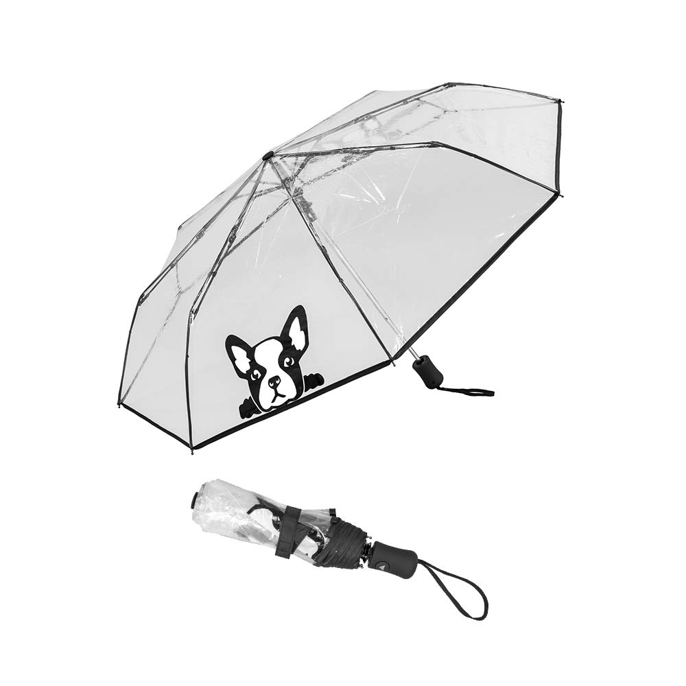 Susino Parapluie pliant - automatique Transparent Chien Folding Umbrella, 29 cm, (Chien)