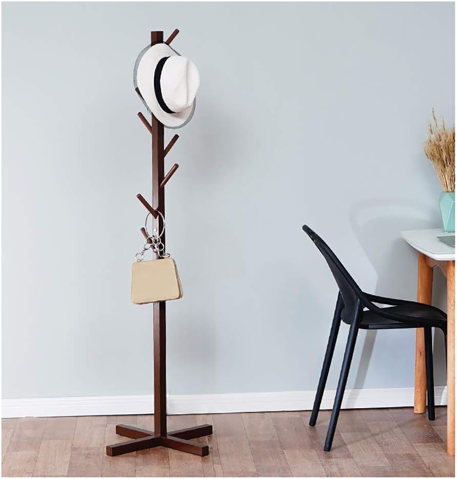 HLRCoat Racks Free Standing Coat Rack Solid Wood Floor