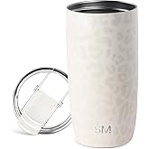 Simple Modern Travel Coffee Mug Tumbler with Flip Lid | Reusable Insulated Stainless Steel Cold Brew Iced Coffee Cup Thermos | Gifts for Women Men Him Her | Voyager Collection | 16oz | Cream Leopard