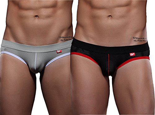 USex Sense Men's 2 Pack Sexy Low Rise Mesh Jockstrap Fashion Underwear