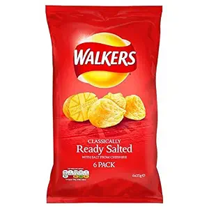 Walkers Ready Salted Crisps 25g x 6 per pack by Walkers