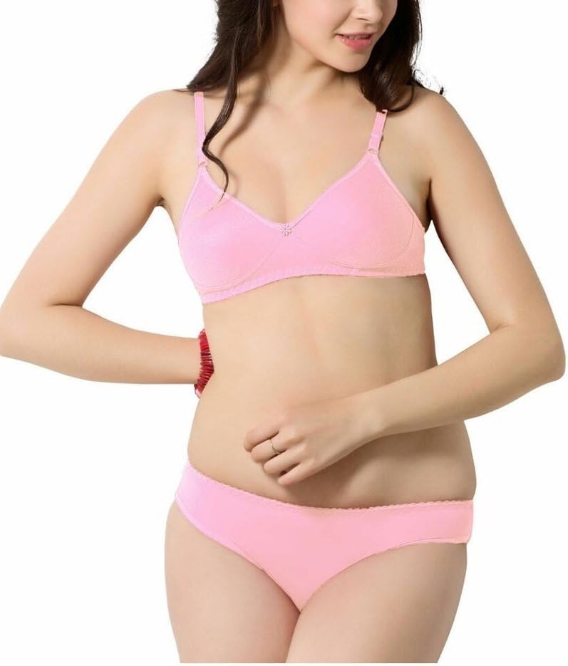 SIMONI Women's Poly Cotton Non-Wired Bra and Panty Set