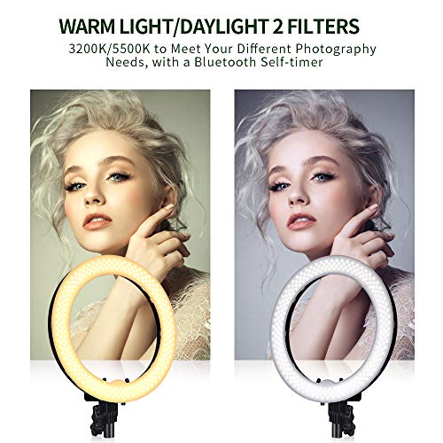 LED Ring Light, FOSITAN 18 inches/48cm Outer 55W 5500K Dimmable 240 LED