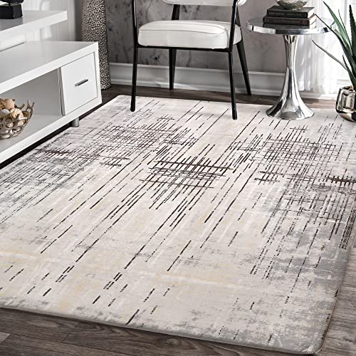 Leesentec Carpet Rug Modern Abstract Rugs for Living Room Short Pile Soft Carpet Bedroom Modern Large Area Rugs for Living Room Non-slip Carpet Floor Mat Home Decor (Beige Grey, 160 x 200 cm)