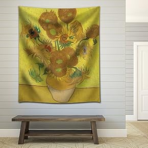 "Sunflower by Vincent Van Gogh - Fabric Tapestry, Home Decor - 51x60 inches