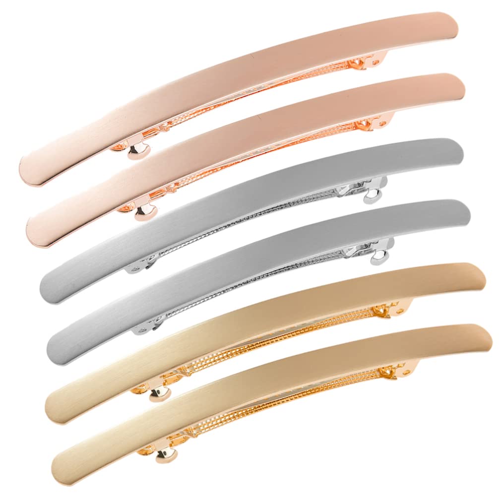 Lurrose 6pcs Automatic Hair Clip Simple Hair Barrettes Ponytail Maker Styling for Daily Wearing (Gold, Silver, Rose Gold)