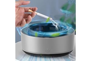 OUGETHER Air Purifier Multipurpose Ashtray Air Purifier Portable Smoke Removal Secondhand Smoke Air Filter Eliminate Odor Ashtray for Home Car Office (Grey)