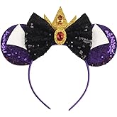 CLGIFT Halloween Minnie Ears, Evil Queen Minnie Ears, Black Mickey Ears Headband, Halloween Costume (Evil Queen)