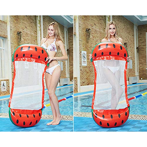 2-Pack(Rainbow,Watermelon) Premium Portable Swimming Pool Float Hammock, Multi-Purpose Inflatable Hammock (Saddle, Lounge Chair, Hammock, Drifter), Water Hammock Lounge