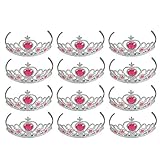 Kicko Tiaras With Pink Heart Stones For Kids, Girls, Women, Costume, Dress Up, Props, Themed Parties, Weddings, Halloween, Valentine's - 12 Adjustable Piece