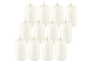 12 Pack Ivory Pillar Candles, Unscented Candles Tall Votive Candle Paraffin Wax Long Lasting Candles Clean Burning Candles fo
