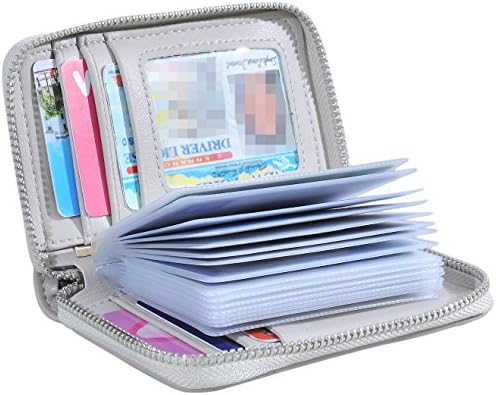 Yeeasy 25 Card Slots Credit Card Wallet Holder Bifold Wallet Genuine Leather (Gray)