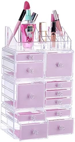 Younghoo 4 Tier Acrylic Jewelry and Cosmetic Storage Makeup Organizer Boxes Case with 11 Drawers, Create Your Own Specially Designed Makeup Counter –Stackable and Interchangeable- 9.5" x 5.4" x 15.8"