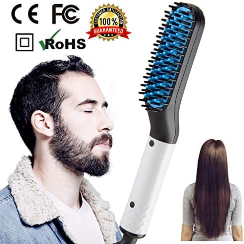 Beard Straightener Brush for Men Hair Straightener Styling Comb for Women and Men Electric Heat Brush Portable Travel Straightener Comb Father's Gift