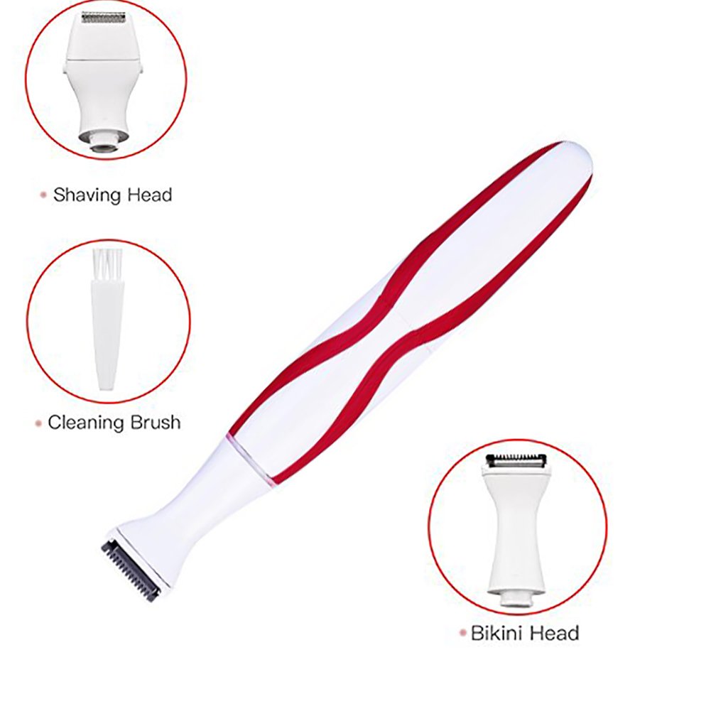 Zinnor 2 in 1 Women Shaver Waterproof Electric Bikini Trimmer Hair Removal Shaving Device Wet/Dry Lady Shaver with Shaving and Bikini Head Perfect for Body, Face, Bikini Area