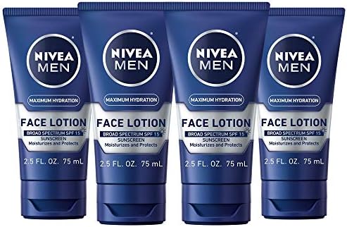 Nivea Men Maximum Hydration Protective Lotion - Broad Spectrum Spf 15 Moisturizes And Protects - 2.5 Fl. Oz. Tube (Pack Of 4)