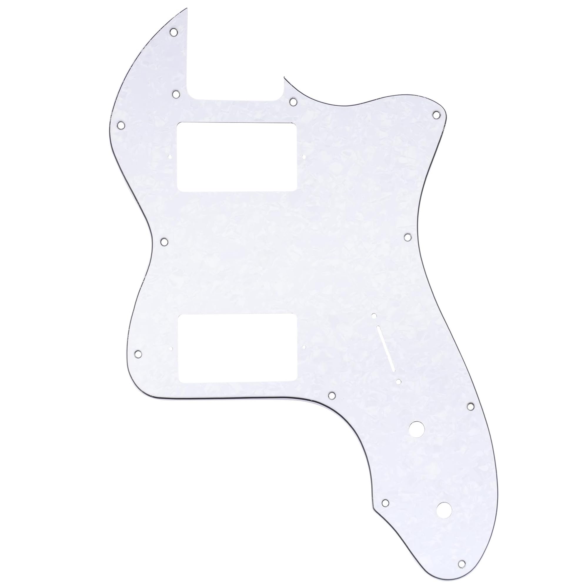 Musiclily Pro 12 Holes Covered HH Guitar Pickguard For USA/Mexico Fender 72 Tele Thinline Style Electric Guitar, 4Ply White Pearl