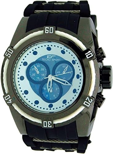 #TS8566-7 Tecno Sport Black N White Faux Chronograph Mens Watch