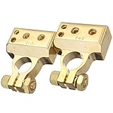 Audew 2 Pcs 4/8 Awg Positive Negative Battery Terminal Platinum Gold Auto Car