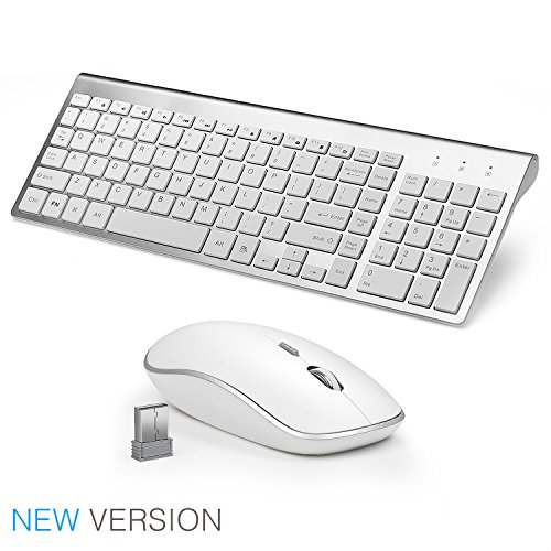 title=JOYACCESS Tastiere e Mouse Wireless, Full-size tranquilla slim Tastiera Combo