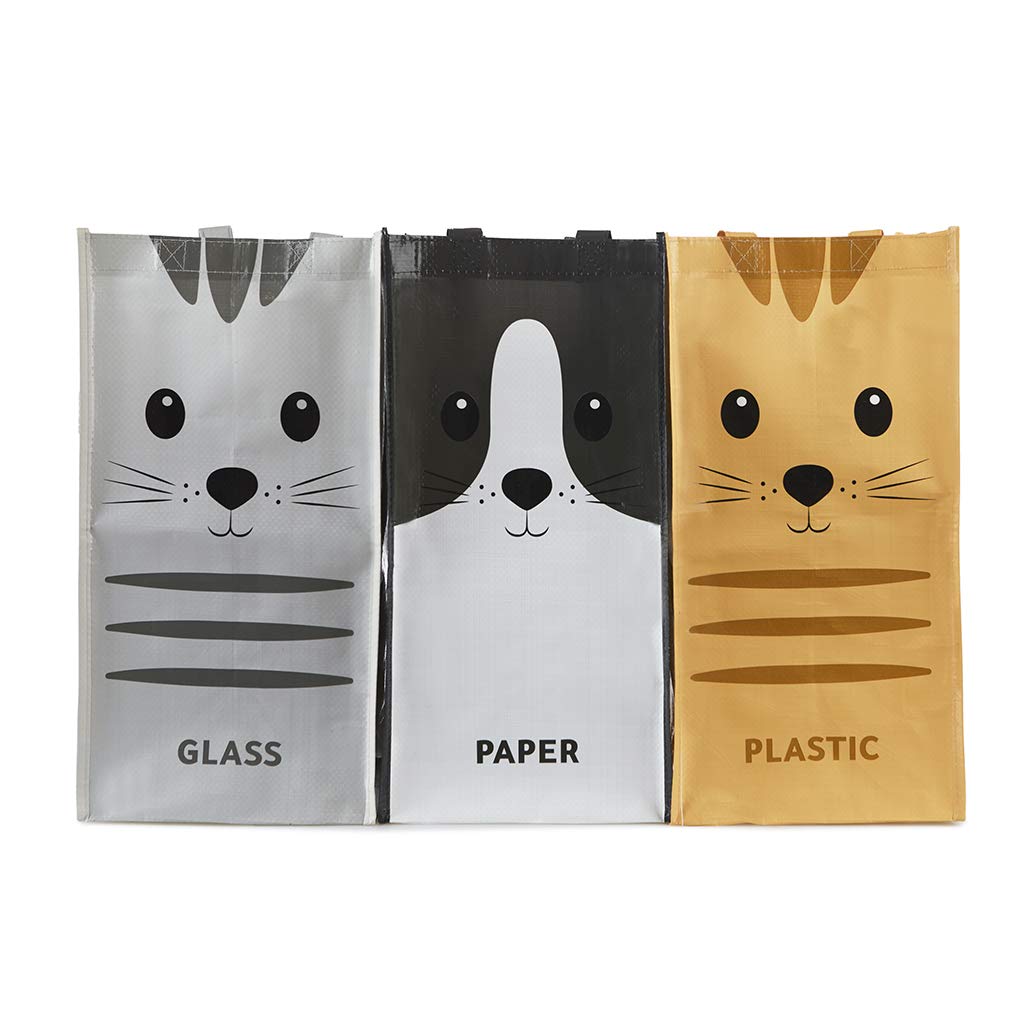 Balvi Recycling bag set Meow Set of 3 bags (43x22x22 cm) With handles Total measure: 43x66x22 cm Recy