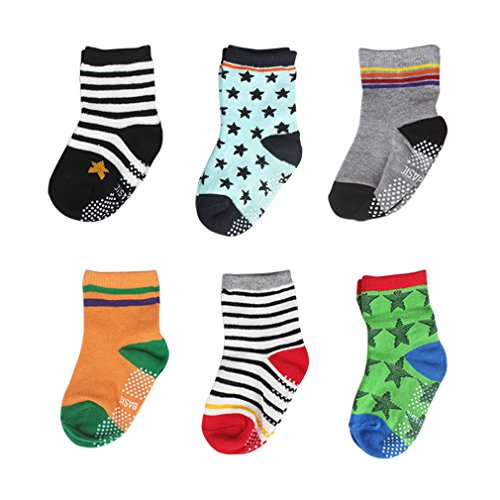CIEHER 12 Pairs Baby Socks Non-Skid Ankle Cotton Socks with Grip for 9-36 Months Baby Infants, 12 Colors