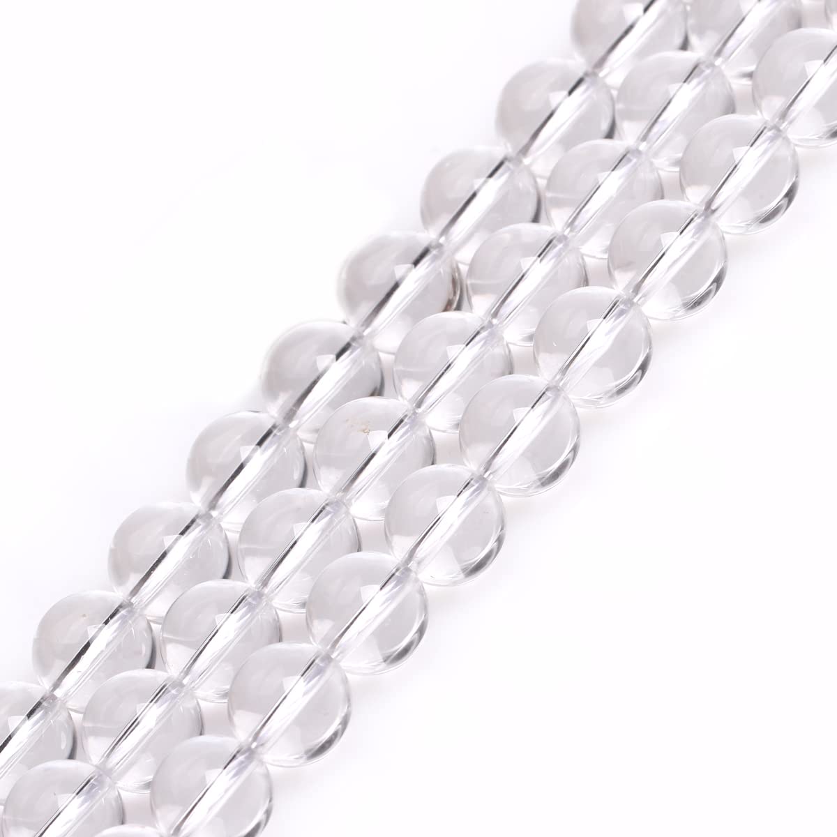 GEM-Inside AAA Grade 10mm White Clear Rock Quartz Crystal Round Gemstone Semi Precious Loose Beads for Jewellery Making 15''