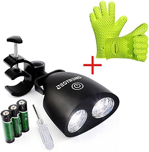 LED BBQ Grill Light-Zestrend Waterproof Outdoor Barbecue Grill Lighting Kit with 360°Rotation Handle Mount and Heat Resistant Waterproof Silicone BBQ Gloves