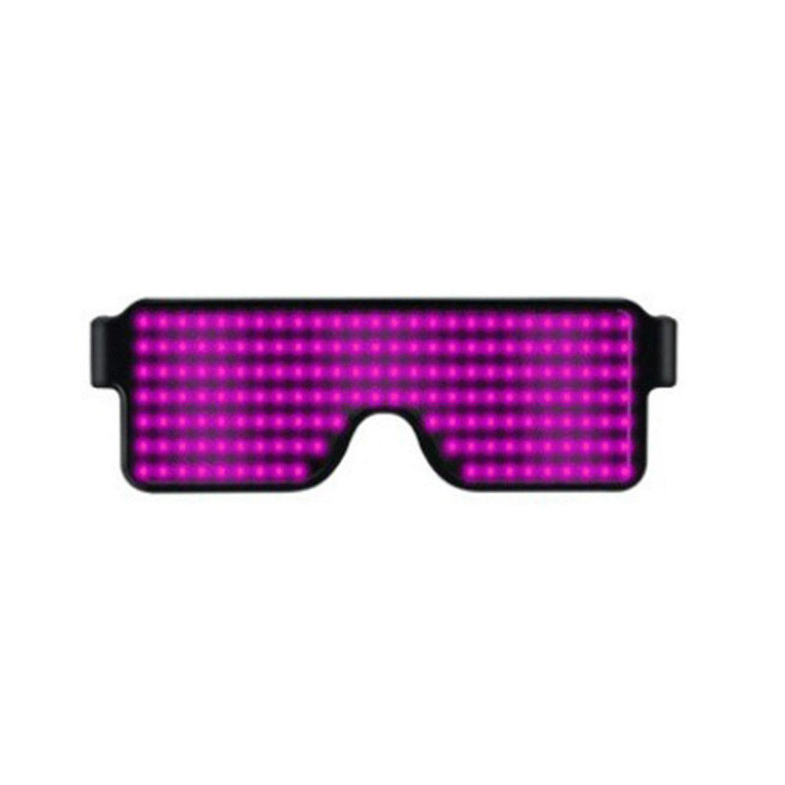 LED Glow Glasse, Nightclub Glow Flashing Sunglasses Eyewear, USB Rechargeable LED Luminous Glasses, Multi-Purpose Light Up Party Glasses Display Screen Neon Party Supplies for Kids Men Women(Pink)