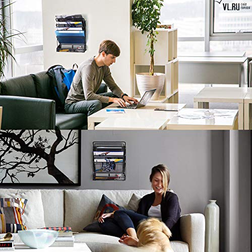 Samstar Desktop Letter Tray Organizer/Also be a Hanging Wall File Holder Organizer with Sorter Drawer,Black - Thumbnail 5