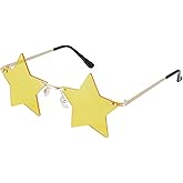 Dazzleimart Rimless Star Sunglasses Colorful Sunglass for Women Pentagram Sunglasses Halloween Party Favor Star Glasses