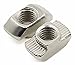 PZRT 2020 Series 50-Pack M4 T-Nuts,Carbon Steel Nickel-Plated Half Round Roll in Sliding T Slot Nut 6mm Slot Aluminum Profile Accessories