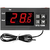 Dorhea STC-1000 10A DC 12V Digital LED Temperature Controller Cooling Heating Centigrade Thermostat 2 Relays LED Output with NTC Sensor Probe(12V)