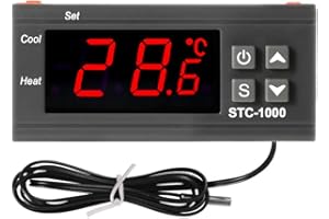 Dorhea STC-1000 10A DC 12V Digital LED Temperature Controller Cooling Heating Centigrade Thermostat 2 Relays LED Output with NTC Sensor Probe(12V)