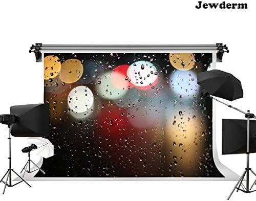 Jewderm 9x6ft Rain on Window Glasses Photo Backgrounds Balo Night Rainy City Decoration Photography Backdrops Video Props