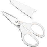 YOUGUOM 6in White Scissors, Multipurpose for Office School Crafts Sewing | Comfort Grip, Stainless Blades, Left/Right Hand, Cuts Cardboard, Fabric for Home Classroom, Teacher Desk, w/Protective Cover