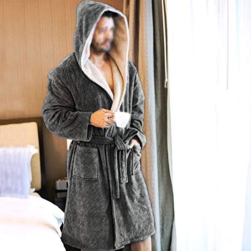 YUANP-Accappatoio-con-Cappuccio-lUomo-in-Pile-Vestaglia-Inverno-lUomo-Calde-Camicia-da-Notte-lUomo-Invernale-con-CinturaAccappatoio-da-Uomo-con-Cappuccio-Doppio-StratoBlue