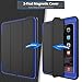DUNNO Case Compatible with iPad 6th/5th Generation 9.7-Inch 2017/2018, Three Layer Heavy Duty Full Protection Case with [Auto Sleep/Wake] Stand Design for iPad 5/6 Generation (Black+Blue)