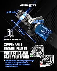 RAMHORN H7 LED Bulbs, 16000 LM 70W 6500K Xenon