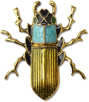 Yolanda Green Blue Enamel Simulation Beetle Bug Insect Brooch Pin for Women/Men